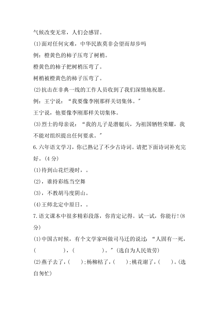 小学语文毕业考试试题及复习资料.docx_第2页