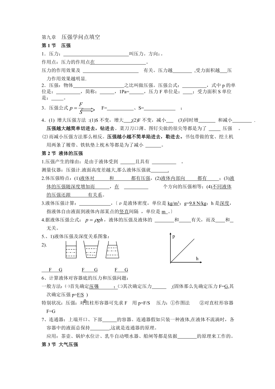 八年级物理下册第九章十章知识点填空打印.docx_第1页