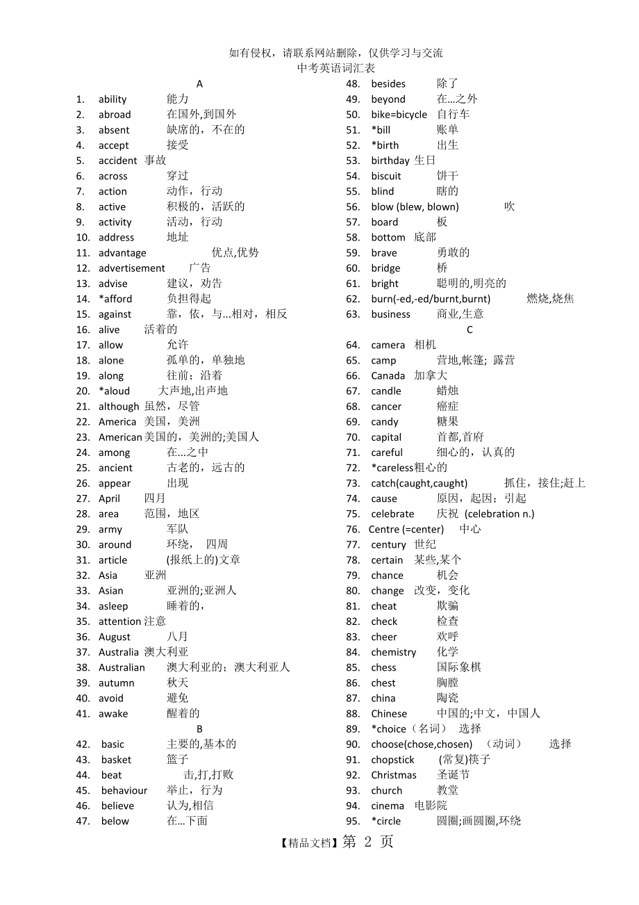 中考英语常考词汇.doc_第2页