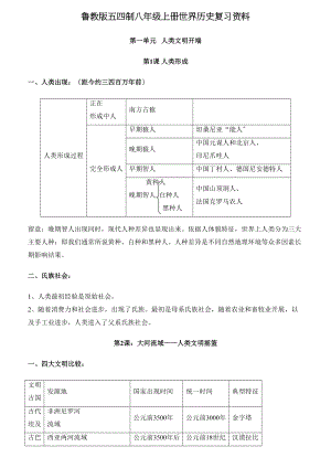 鲁教版五四制八年级上册世界历史知识点梳理.docx