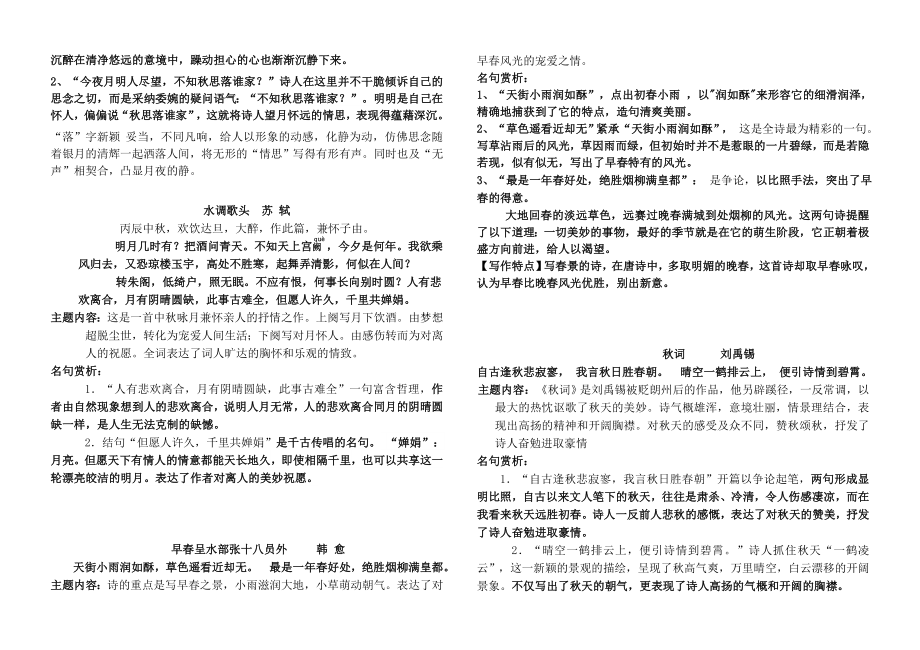 精心整理苏教版初中全册古诗词鉴赏1.docx_第2页