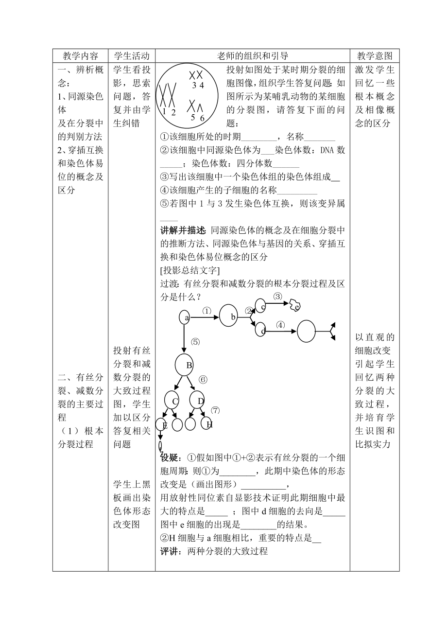 有丝分裂减数分裂和受精作用二轮复习教案.docx_第2页