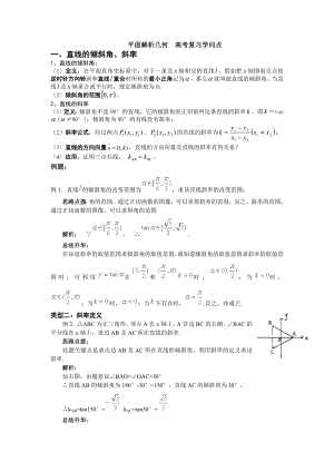 平面解析几何高考复习知识点.docx