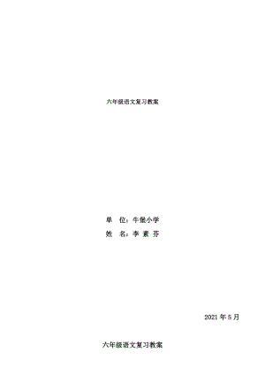 六年级下册语文复习教案人教版第十二册1.docx