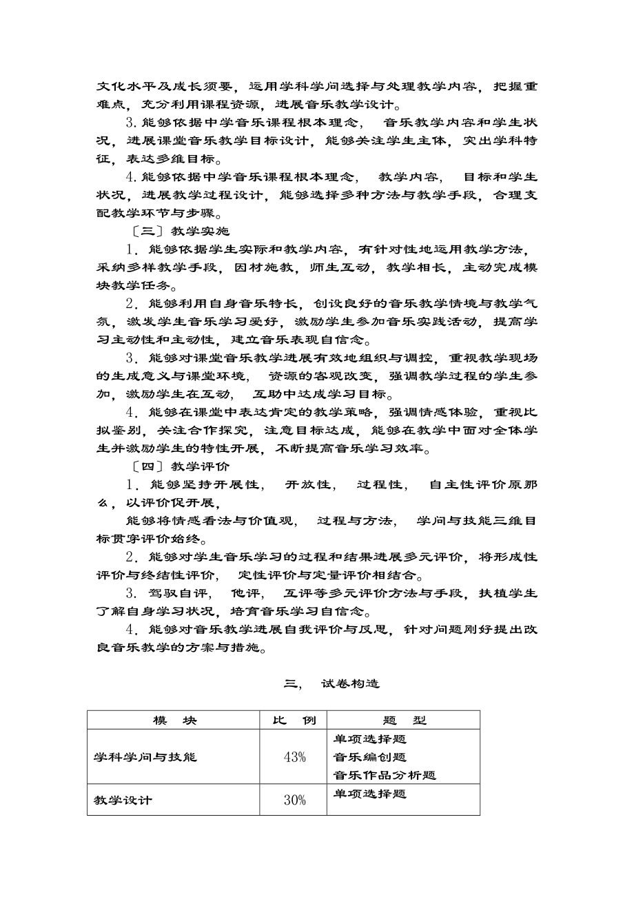 教师资格证音乐学科知识与教学能力高级中学考试大纲.docx_第2页