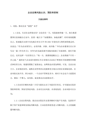 企业法律风险的认识、预防与控制.docx