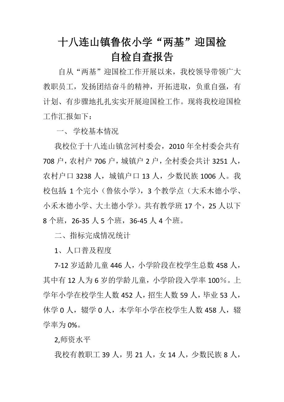 两基迎国检自检自查报告.doc_第1页