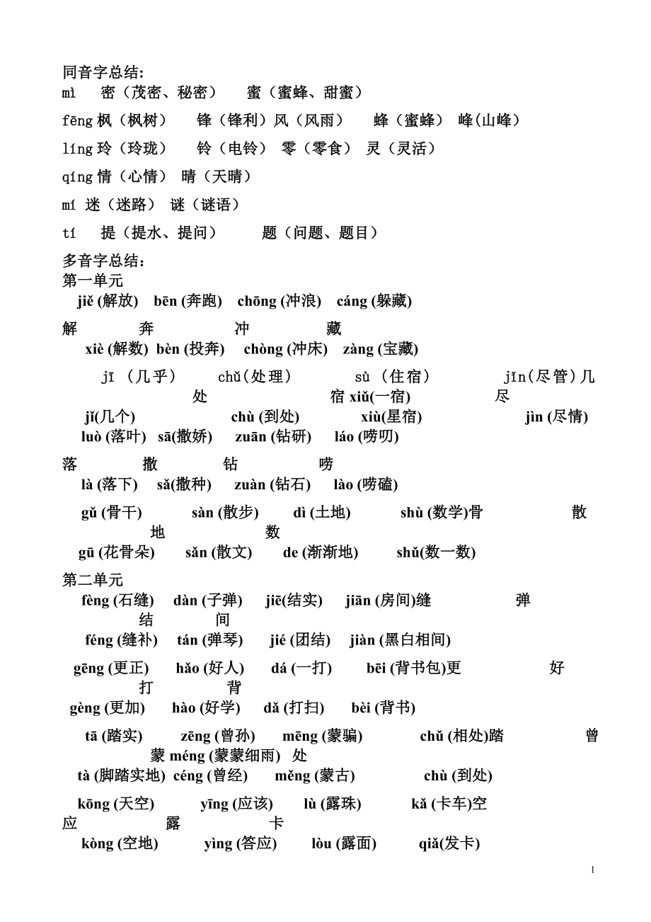 小学二年级下学期期末全册语文知识点归纳总结.doc_第1页