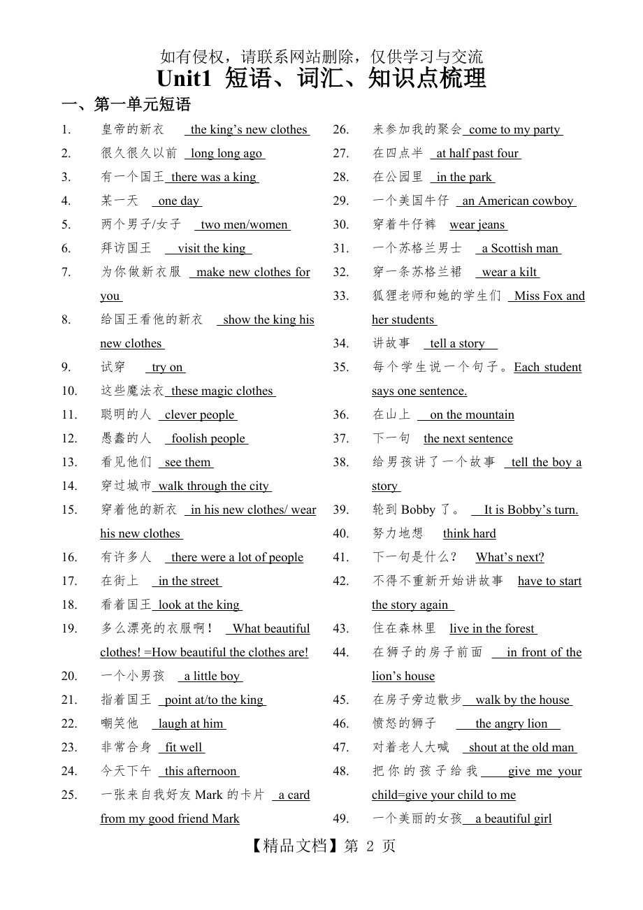 译林版六年级英语第一单元短语、词汇、知识点梳理.doc_第2页