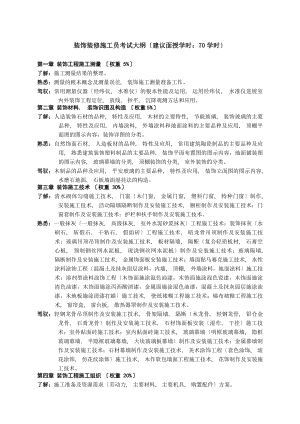 装饰装修施工员考试大纲 习题 答案.docx