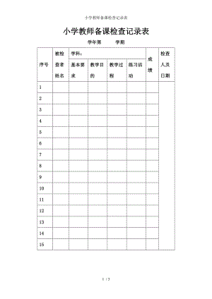 小学教师备课检查记录表.docx