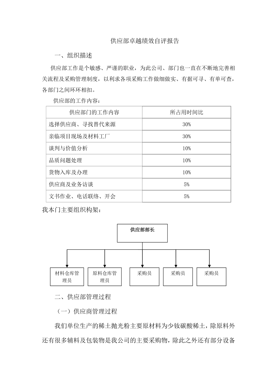 卓越绩效自评报告供应部.doc_第1页