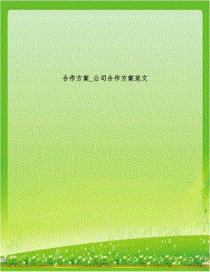 合作方案_公司合作方案范文.doc