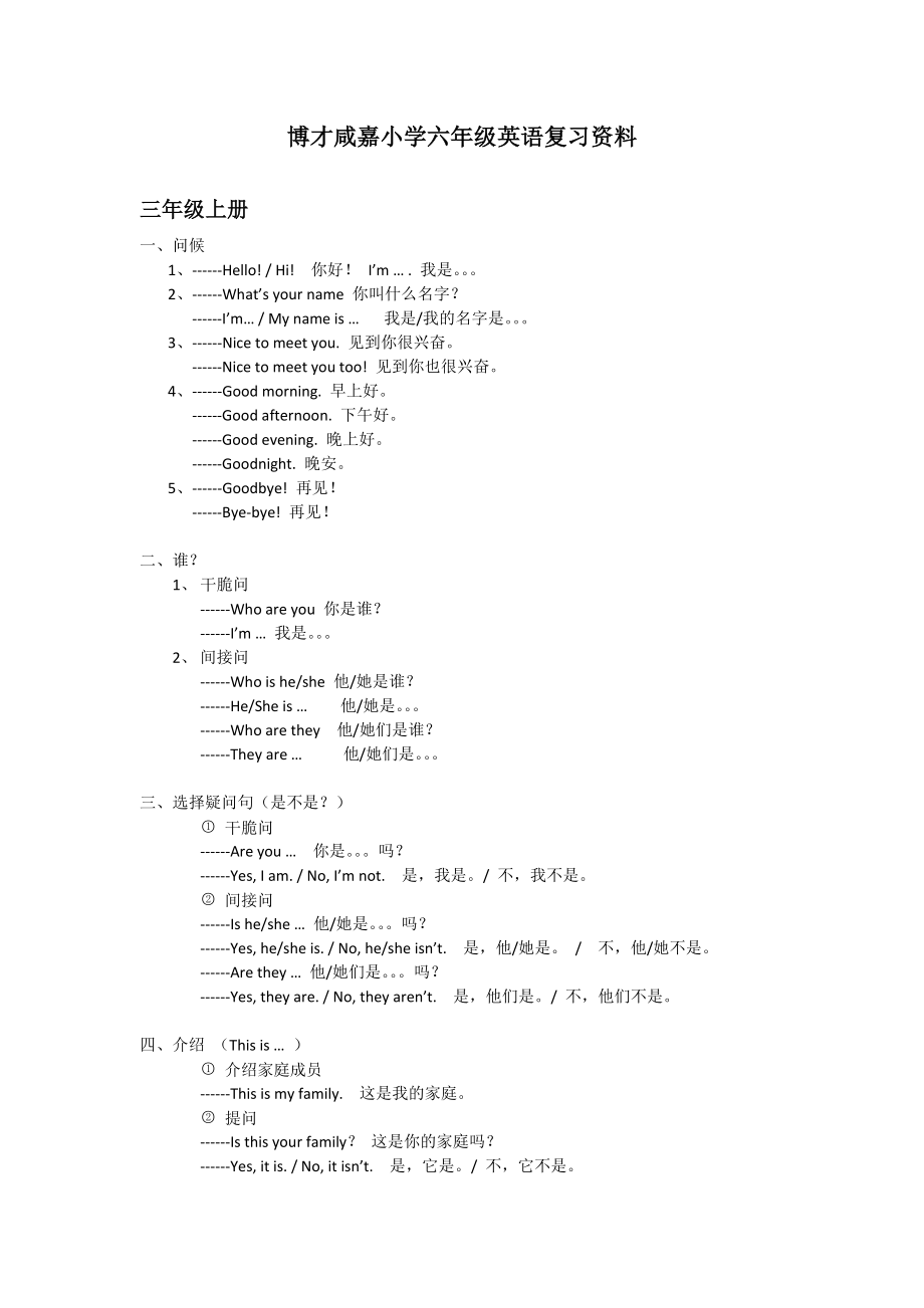 湘少版小学英语毕业总复习知识点汇总1.docx_第1页