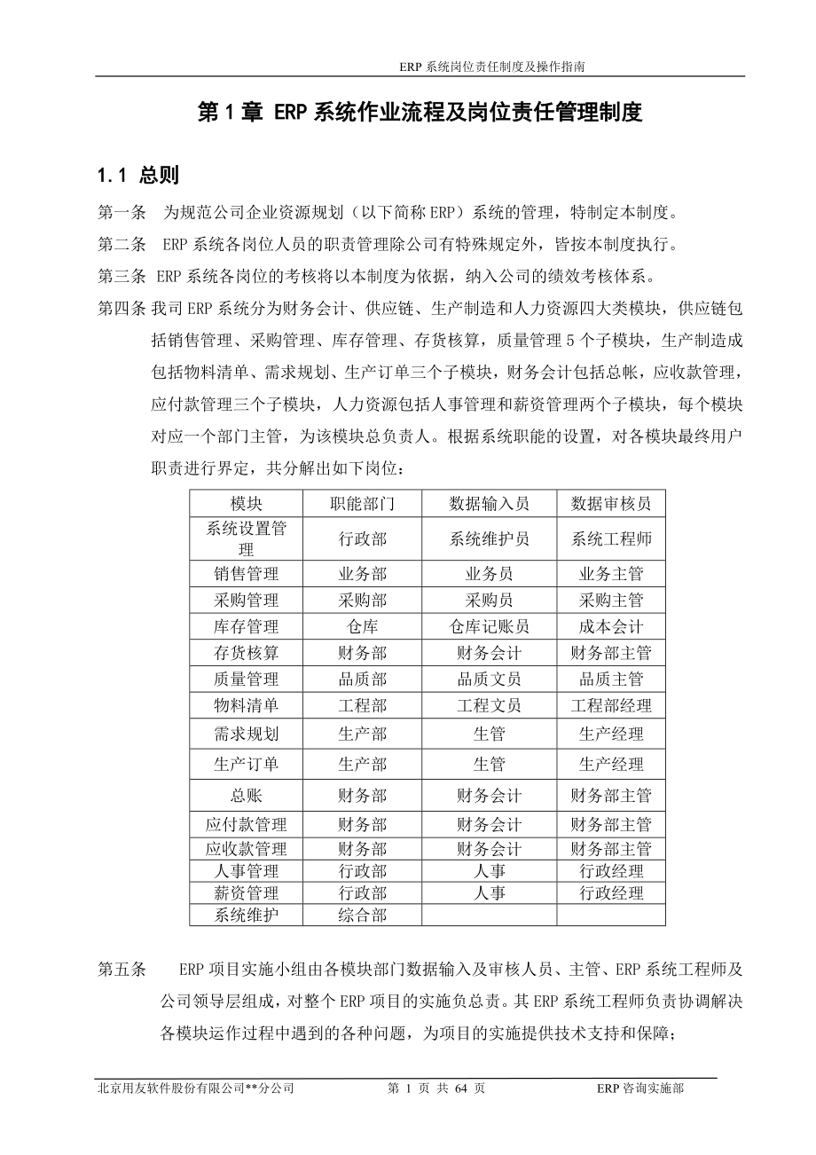 ERP系统岗位责任制度及操作指南.doc_第1页