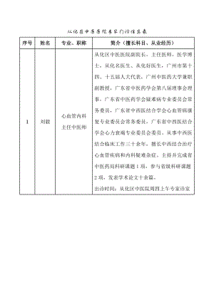 从化区中医医院专家门诊信息表.docx