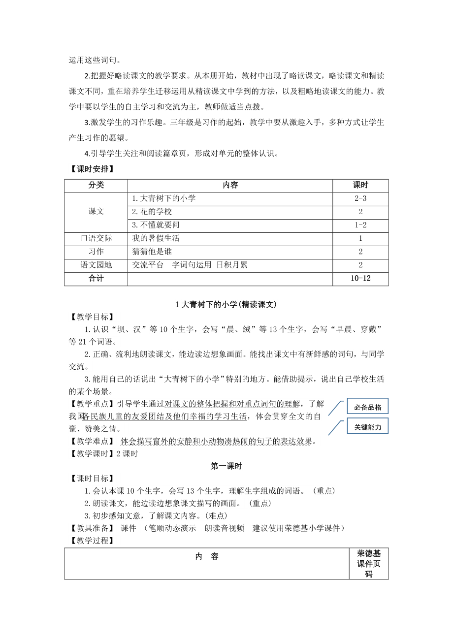 部编版三年级上册语文 1.大青树下的小学（教案）.doc_第2页