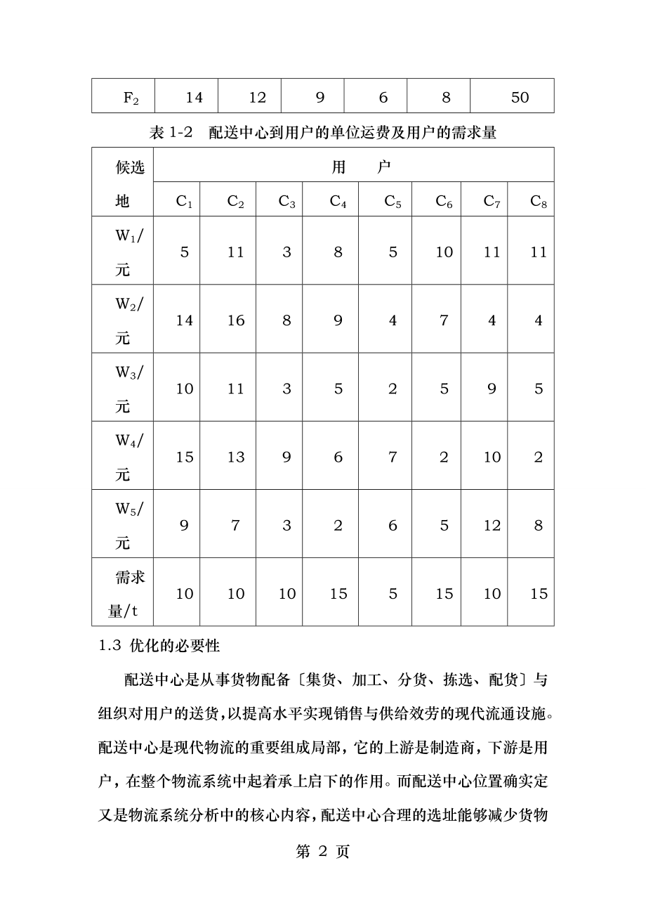 仓储课程设计鲍摩瓦尔夫选址.doc_第2页