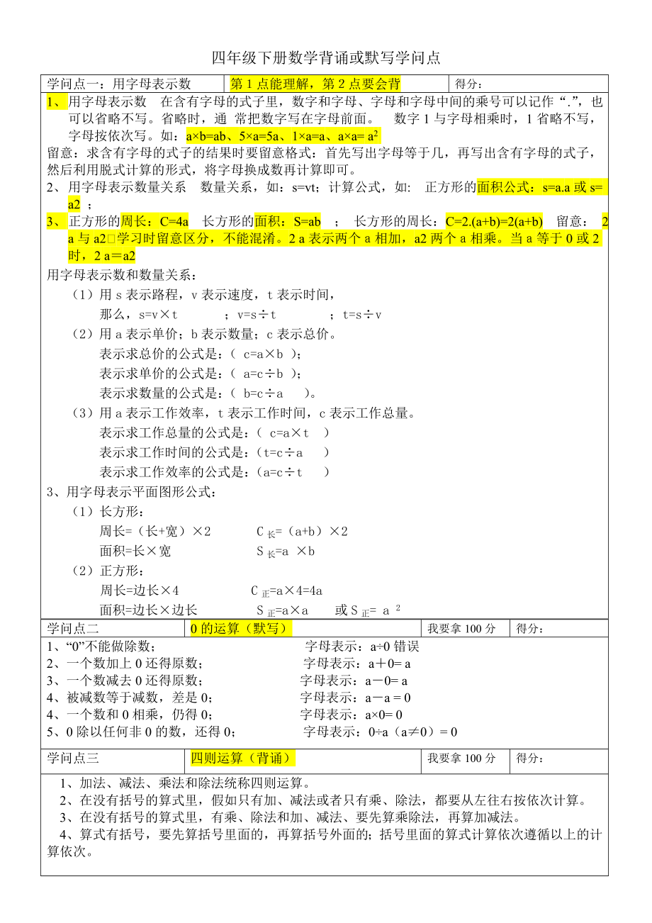 青岛版四年级下册数学所有单元知识点总结2.docx_第1页