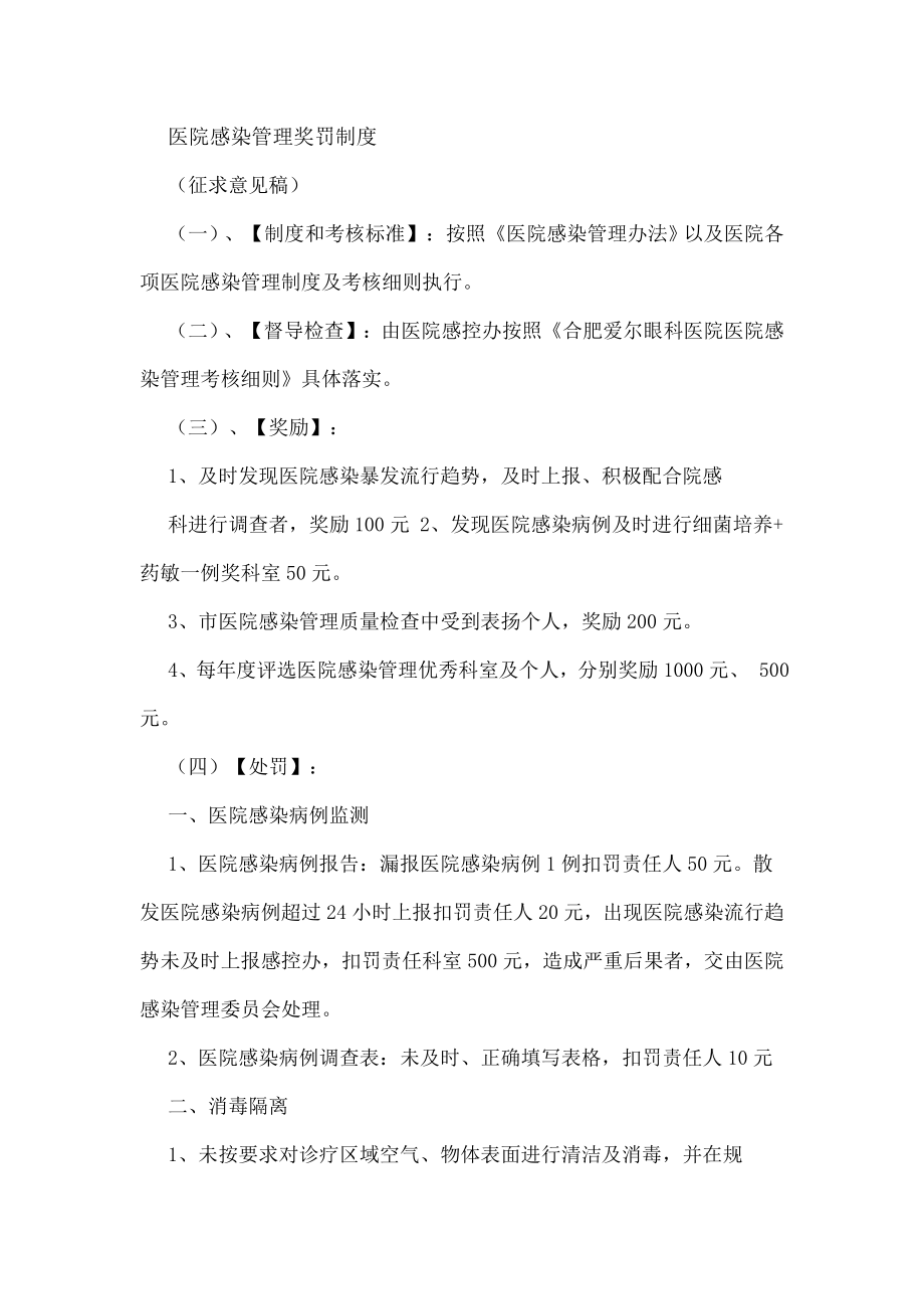 医院感染管理奖罚制度.docx_第1页