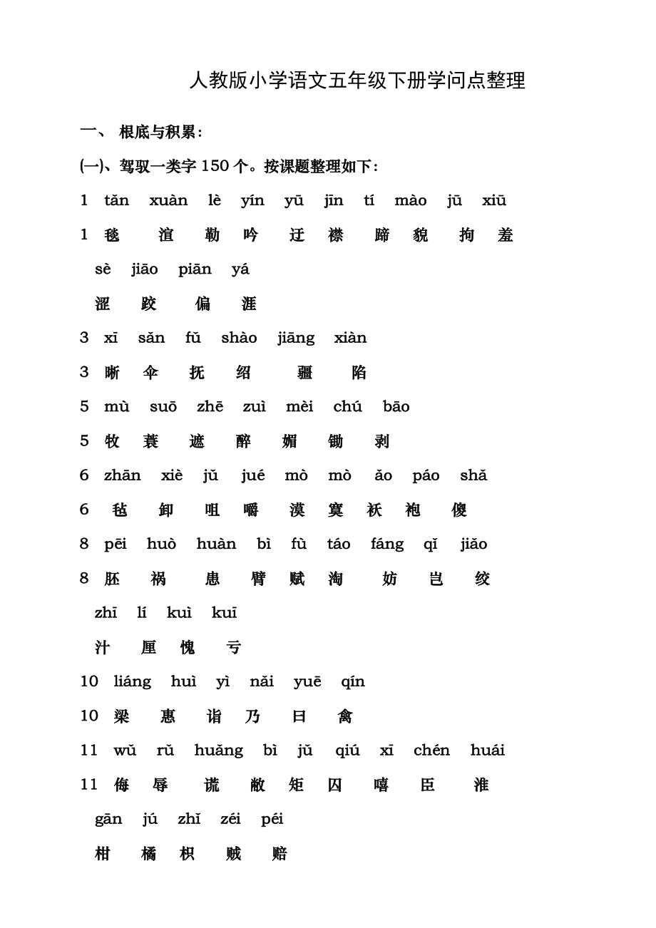 语文五年级下册基础知识点整理3.docx_第1页