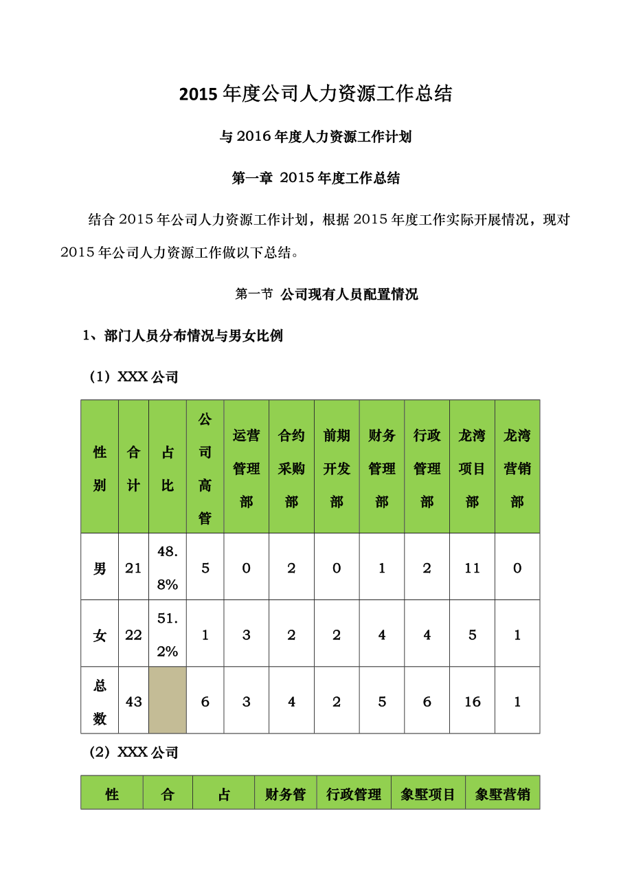 人力资源部年度工作总结与计划.doc_第1页