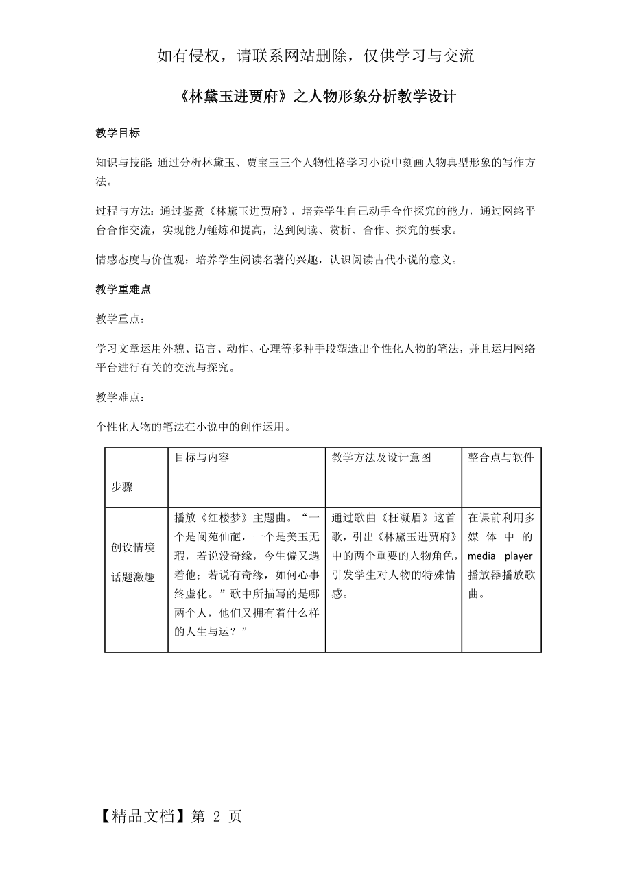 《林黛玉进贾府》之人物形象分析教学设计.docx_第2页