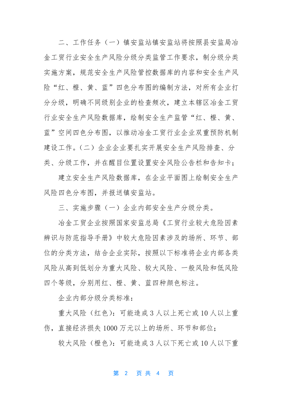 关于推进全省冶金工贸行业企业安全生产风险分级分类监管工作实施方案-冶金等工贸企业安全生产标准化.docx_第2页