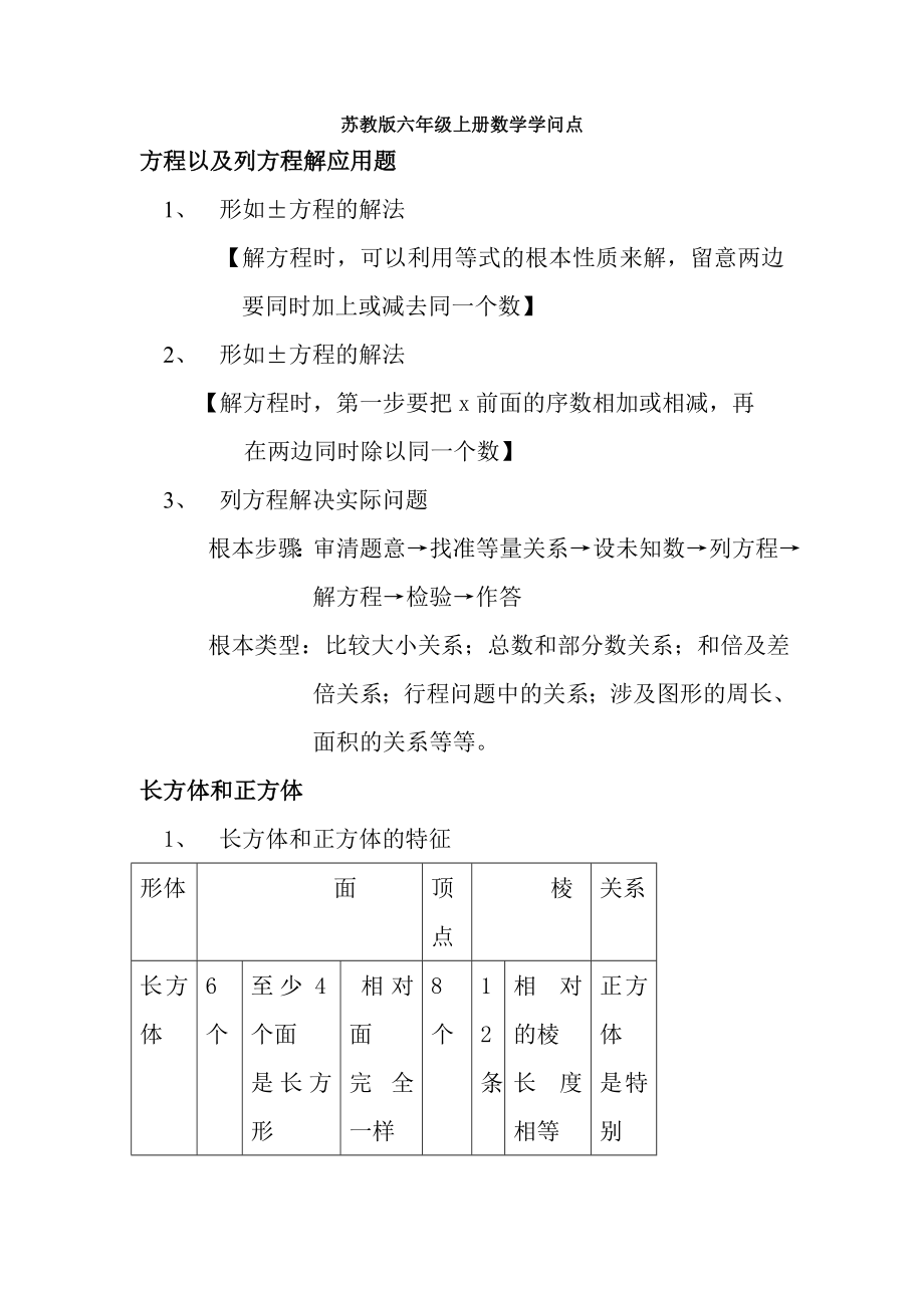 苏教版小学六年级上册数学知识点总结1.docx_第1页