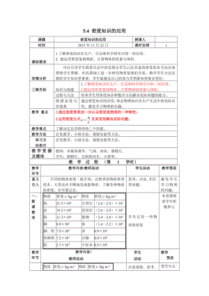 沪科版八年级上册物理 第5章 【教案二】5.4 密度知识的应用.doc