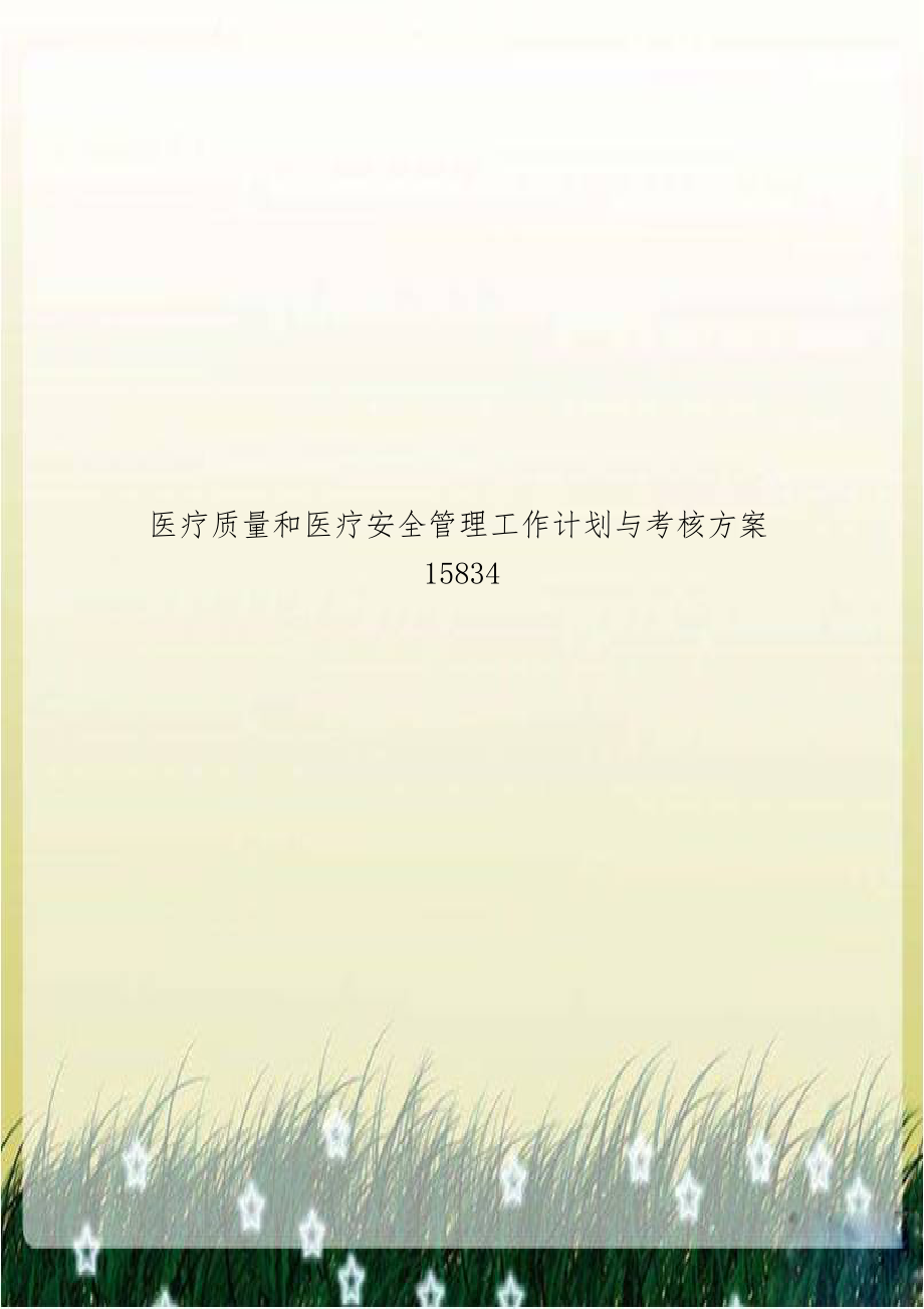 医疗质量和医疗安全管理工作计划与考核方案15834.doc_第1页