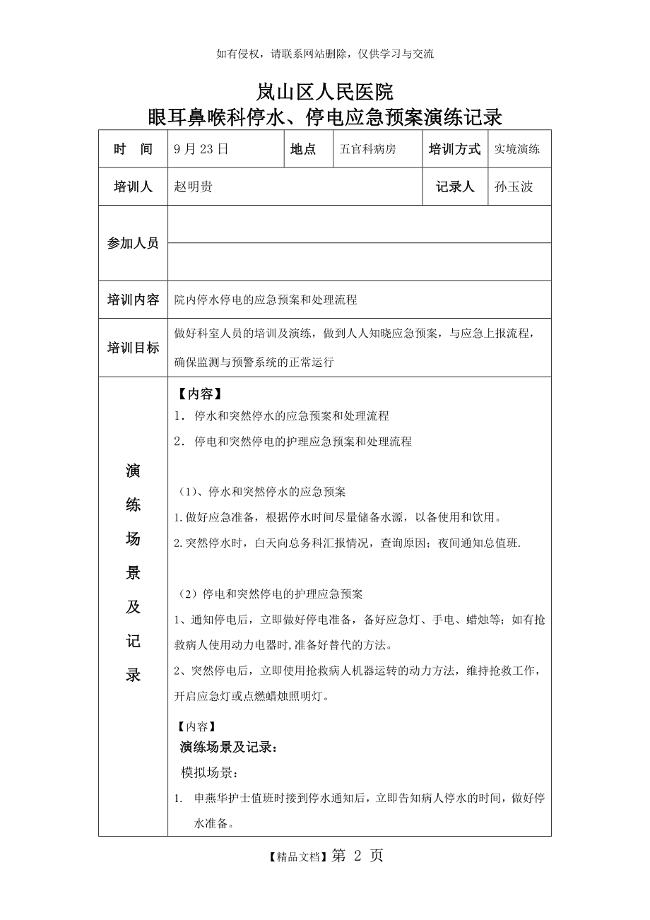 停水、停电应急预案演练记录.doc_第2页