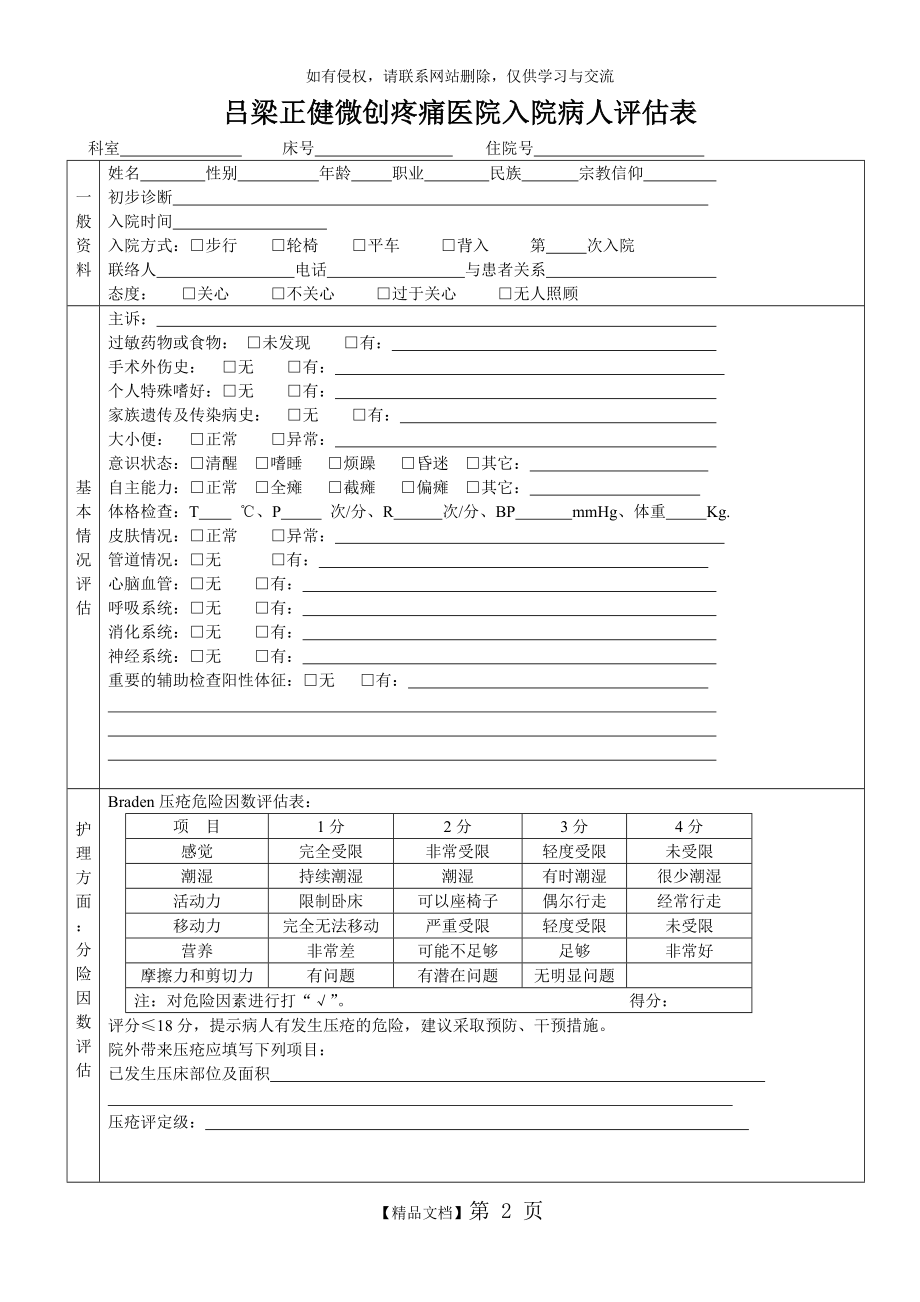 入院病人风险评估表(2017.11.6).doc_第2页