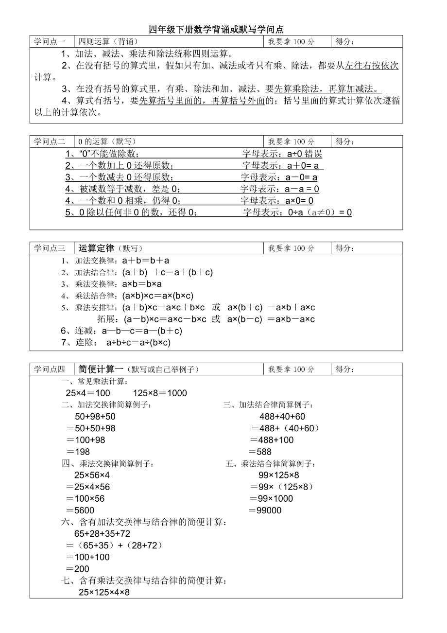 青岛版四年级下册数学所有单元知识点总结1.docx_第1页