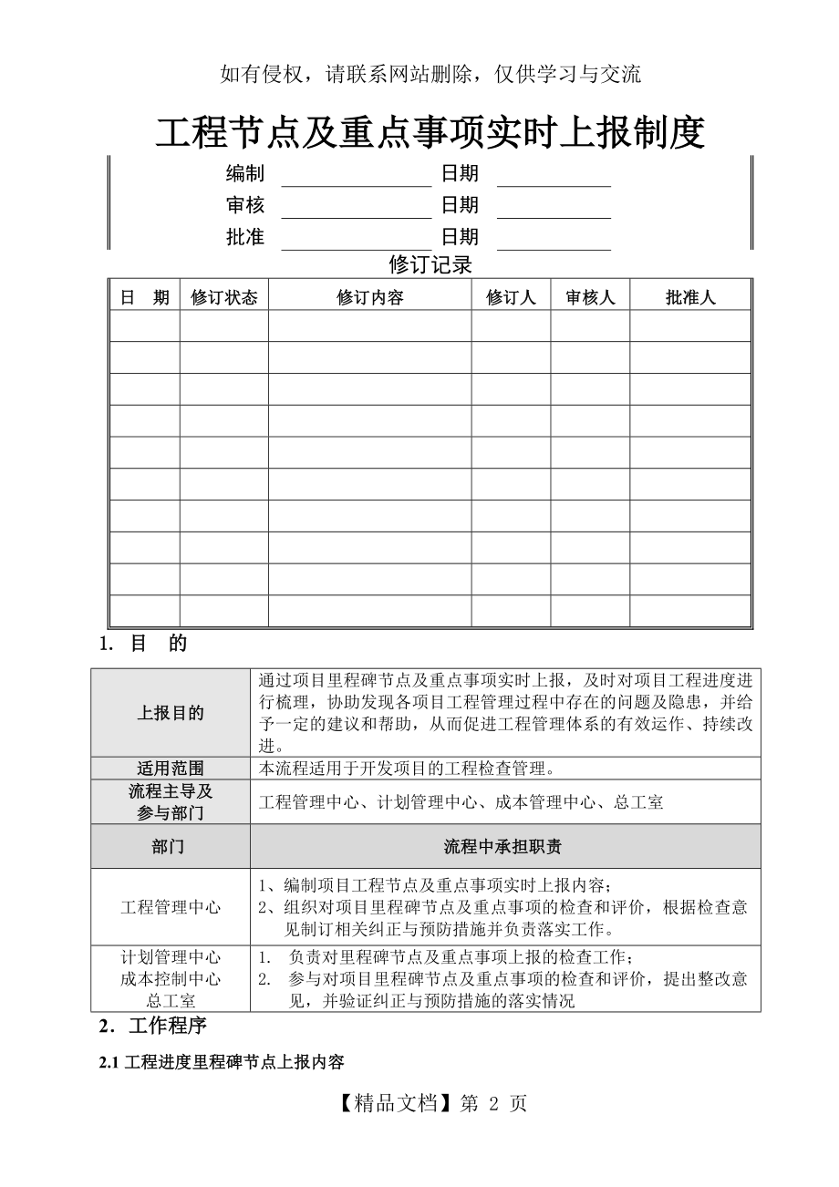 项目里程碑节点及重点事项实时上报制度20100413.doc_第2页