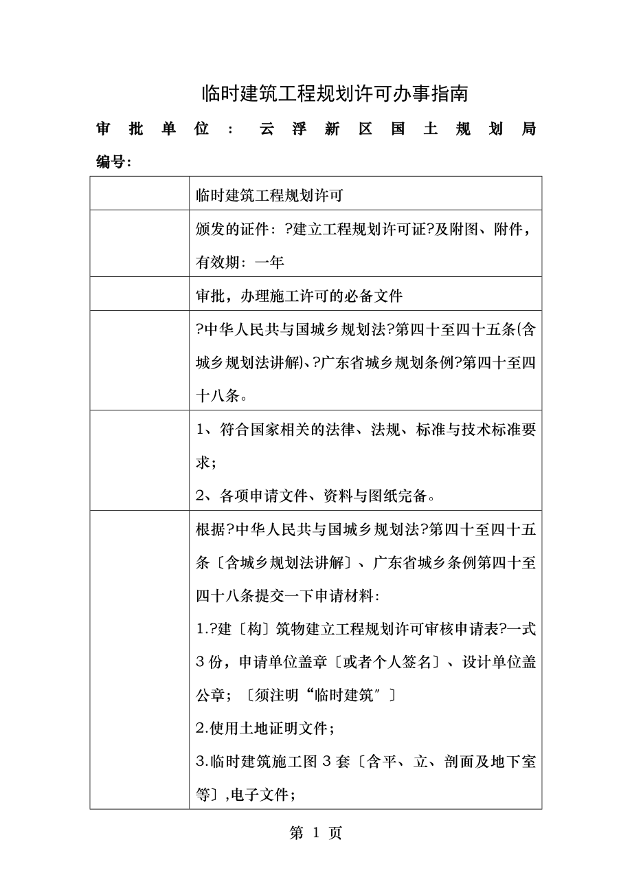 临时建筑工程规划许可办事.doc_第1页