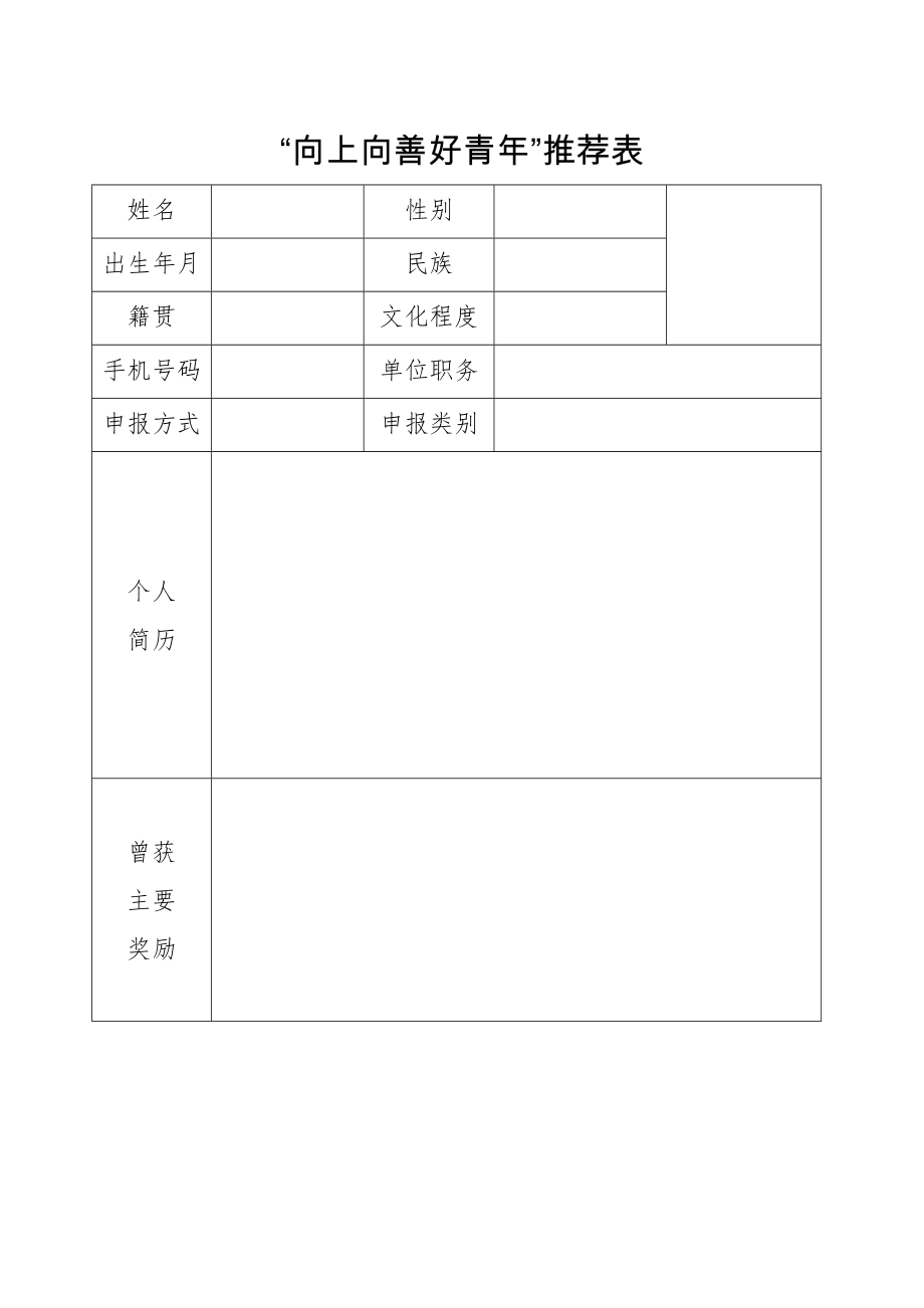 “向上向善好青年”推荐表84979.doc_第1页