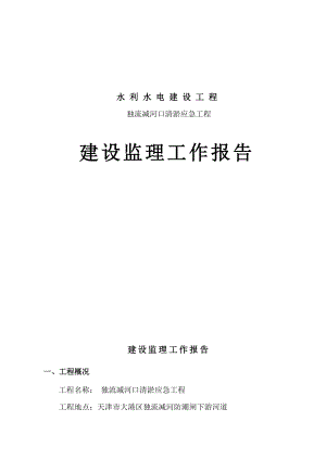 独流减河口清淤应急工程建设监理工作报告.doc