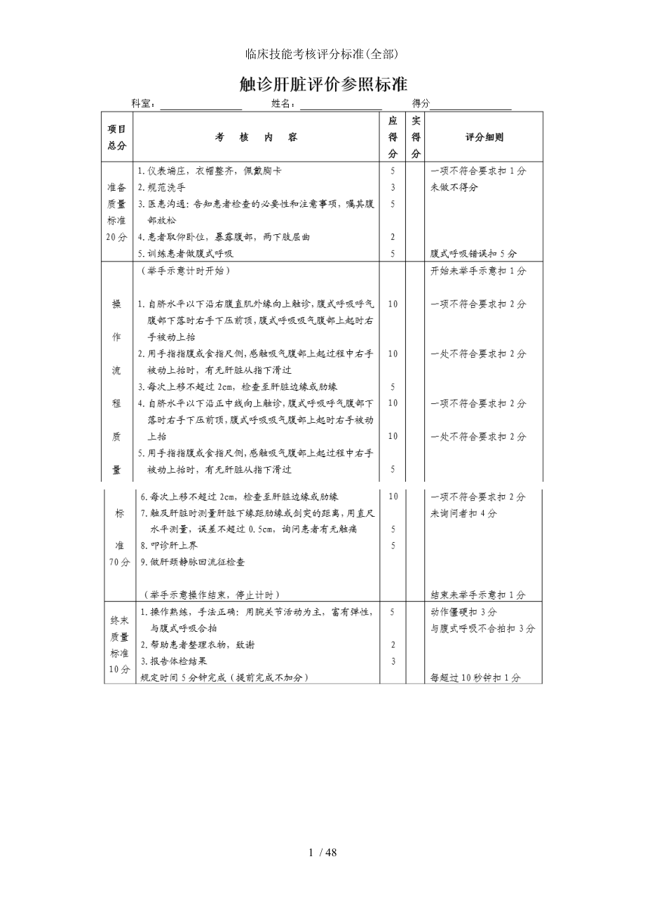 临床技能考核评分标准.docx_第1页