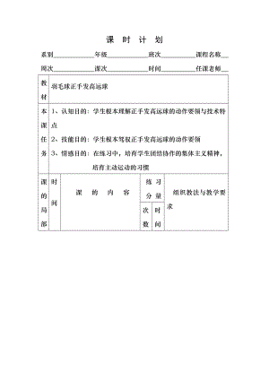 羽毛球正手发高远球教案3.docx