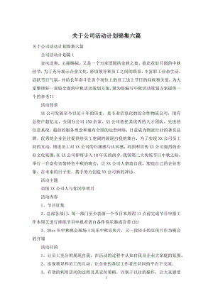 关于公司活动计划锦集六篇.docx