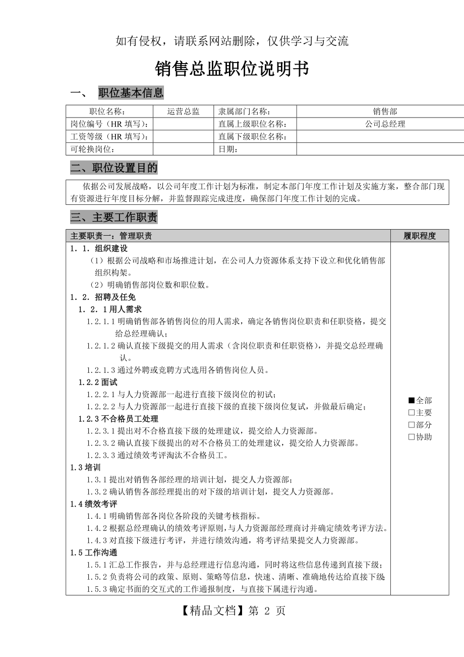 销售总监岗位职责及任职要求范本.doc_第2页