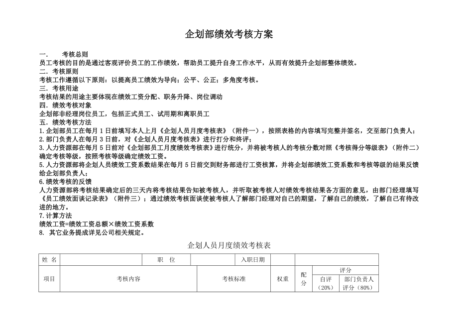 企划部绩效考核技术方案.doc_第1页