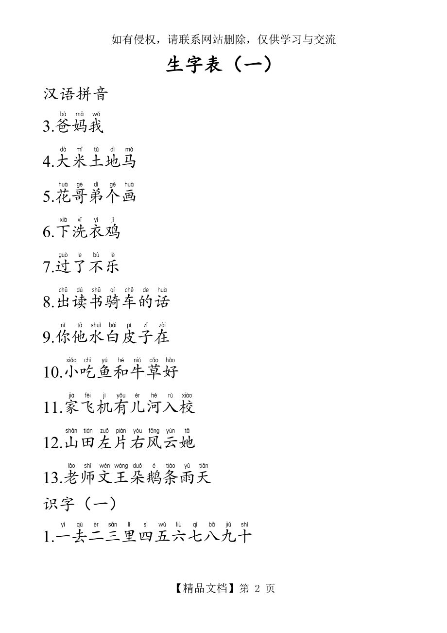 鲁教版小学语文一年级上册生字表.doc_第2页