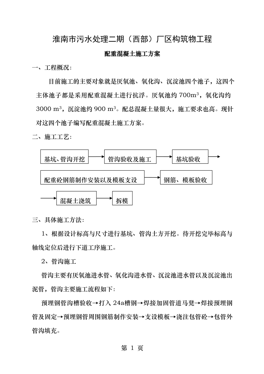 p四个池配重混凝土施工方案.doc_第1页