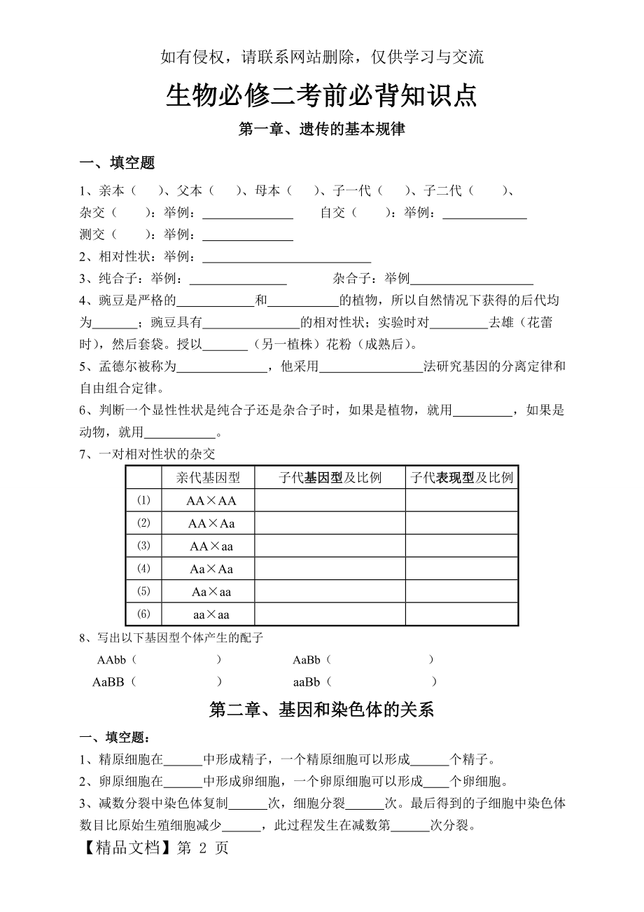 2016年生物必修二学考必背知识点.doc_第2页