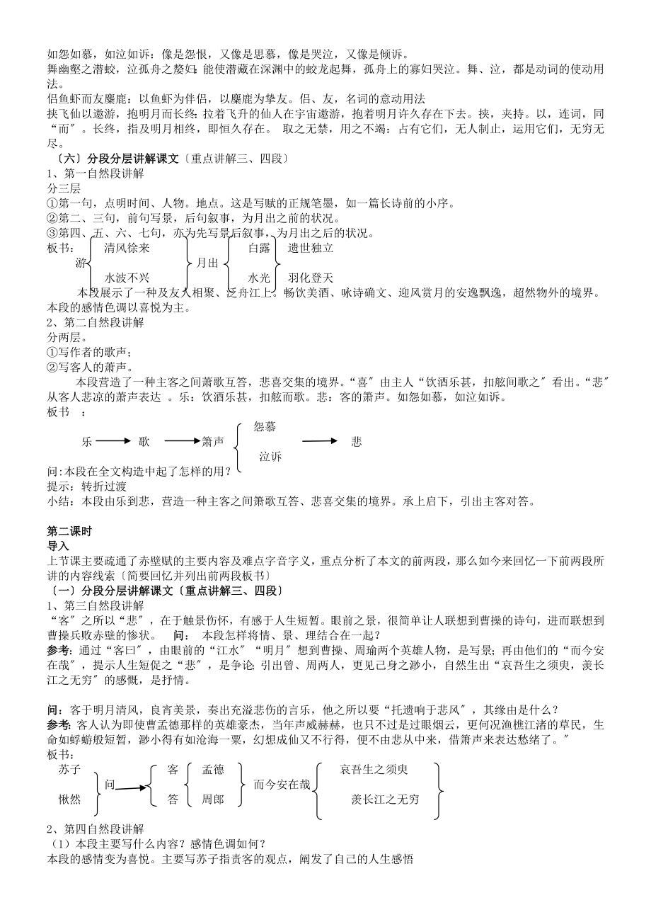 苏轼赤壁赋教案和文言知识点整理归纳及全文翻译.docx_第2页