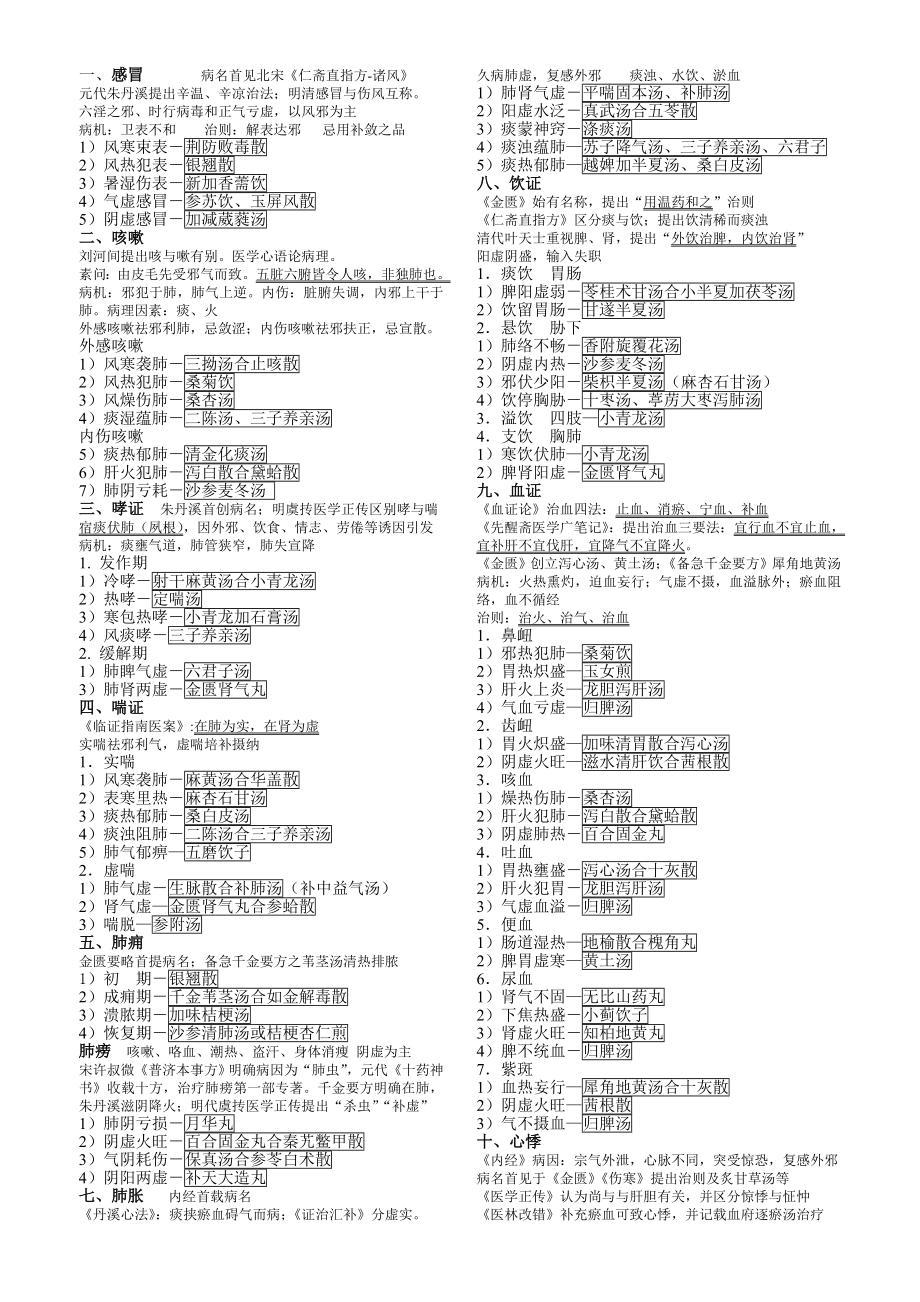 中医内科学整理笔记方便背诵版.docx_第1页