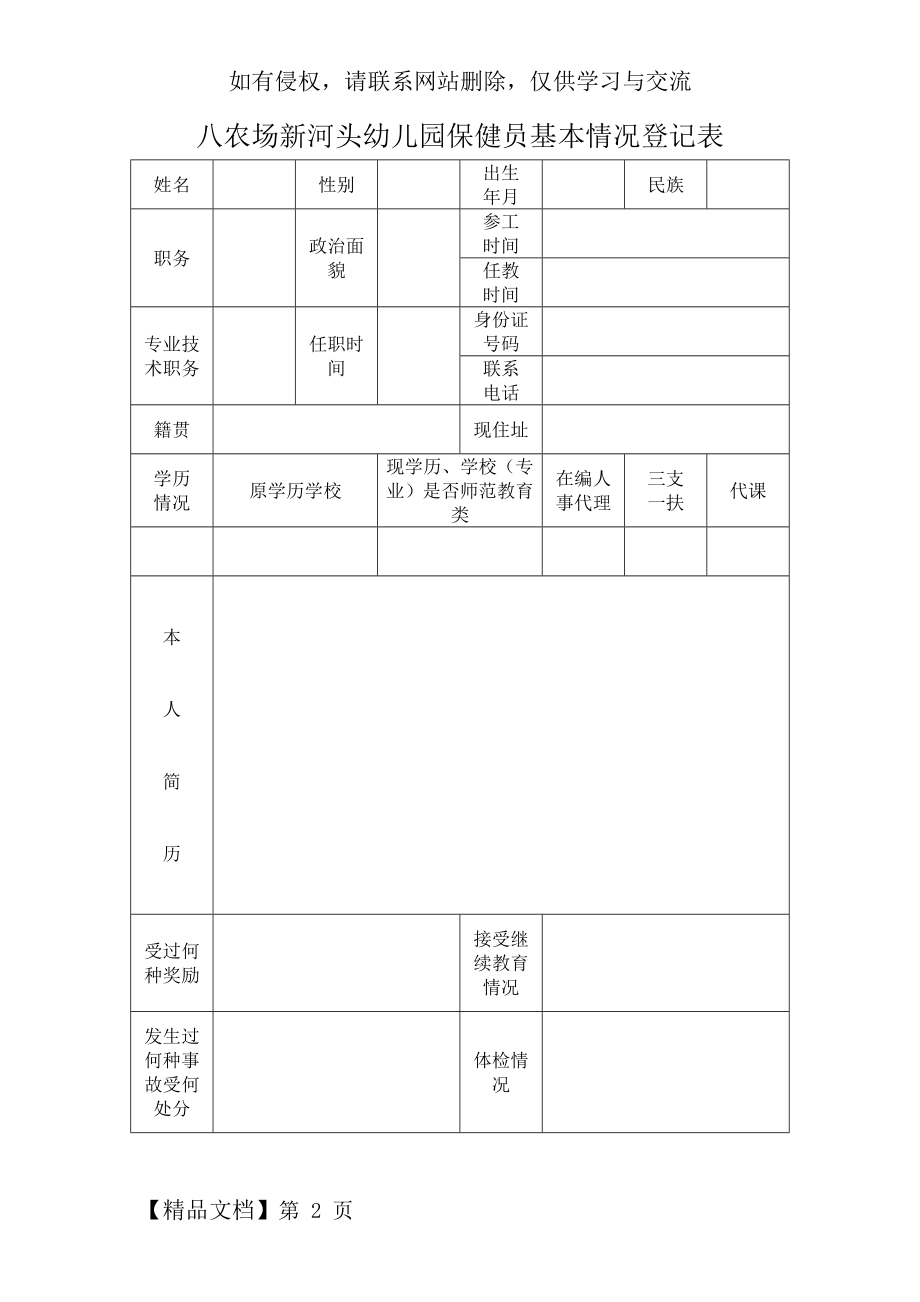 幼儿园保健员基本情况登记表.doc_第2页