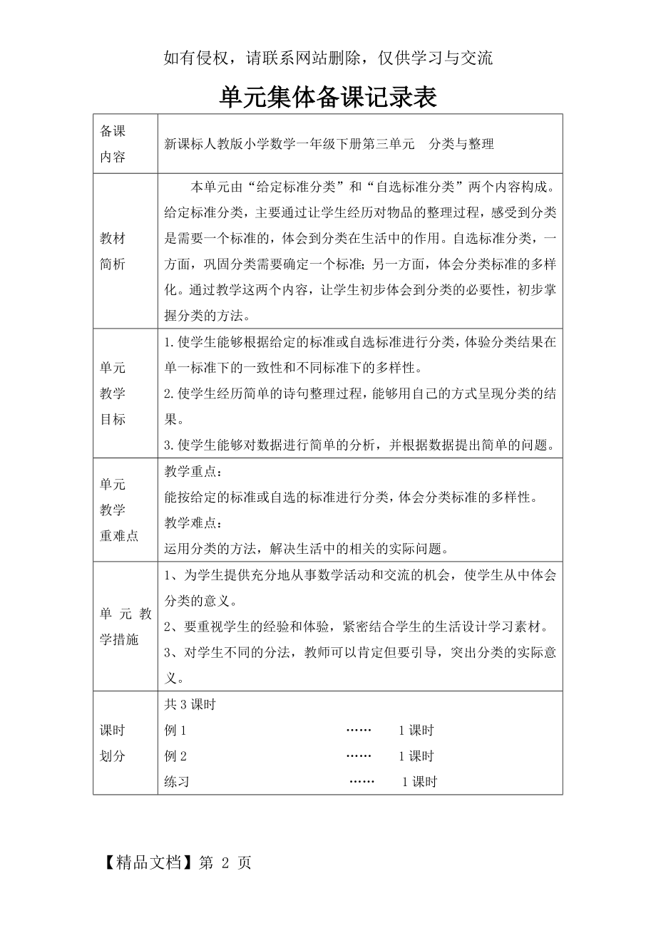 人教版小学一年级数学下册第三单元单元集体备课.doc_第2页